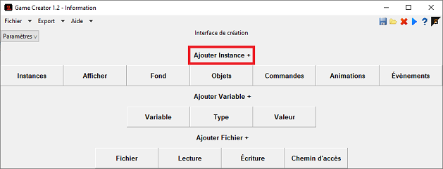 Le bouton Ajouter Instance + se trouve juste au-dessus du tableau des instances, dans l'interface de cration.